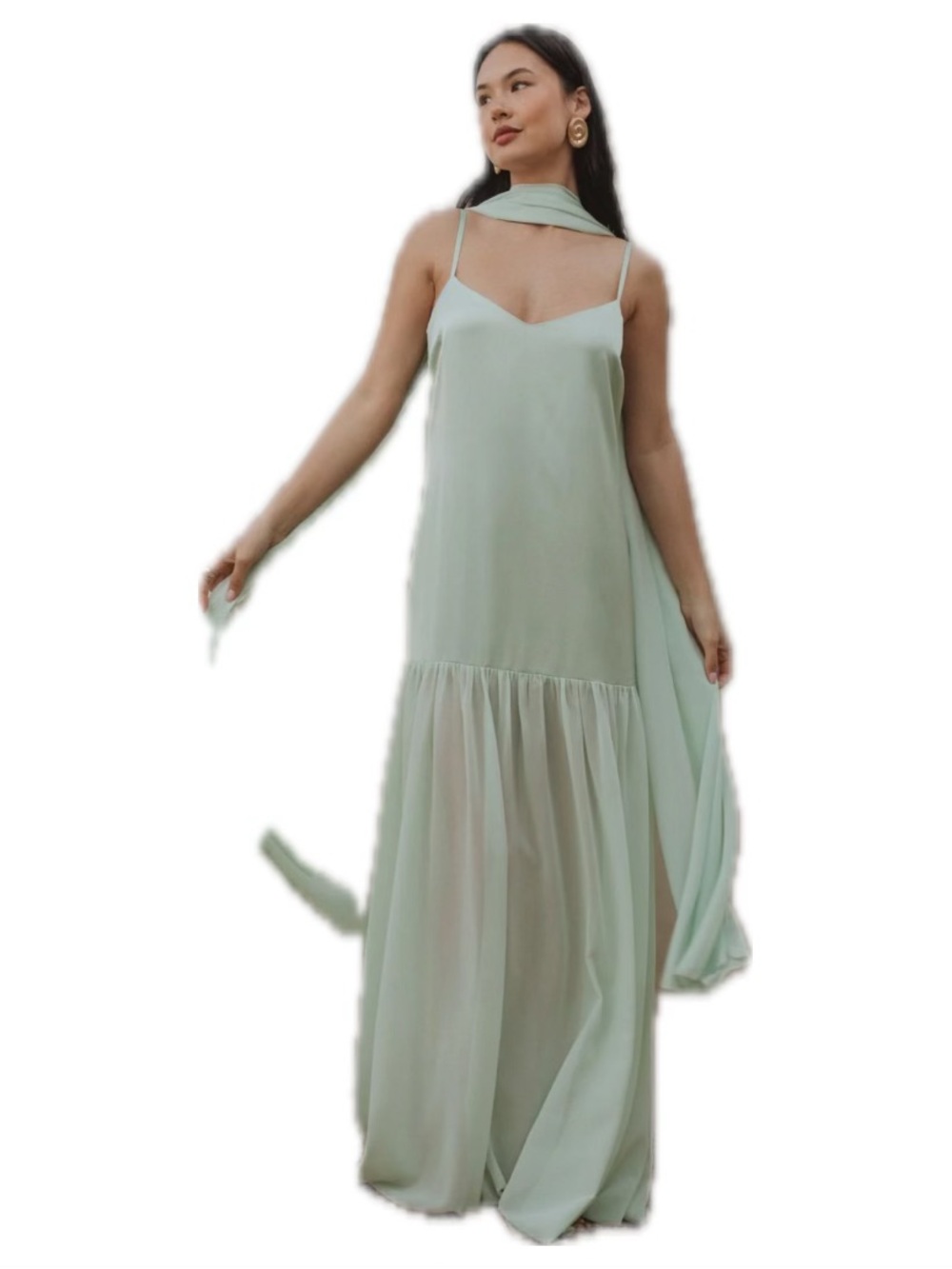 Show Me Your MuMu Dalia Mint Green Slip Drop Waist Sheer Bottom Maxi Dress